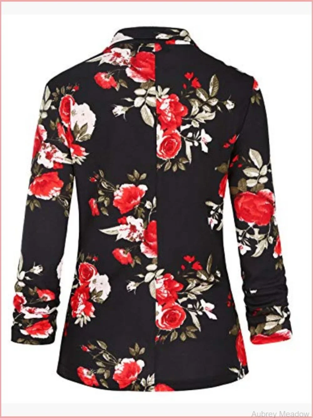 3/4 Ruched Sleeve Blazer Button Front Office Jacket Suit Pockets